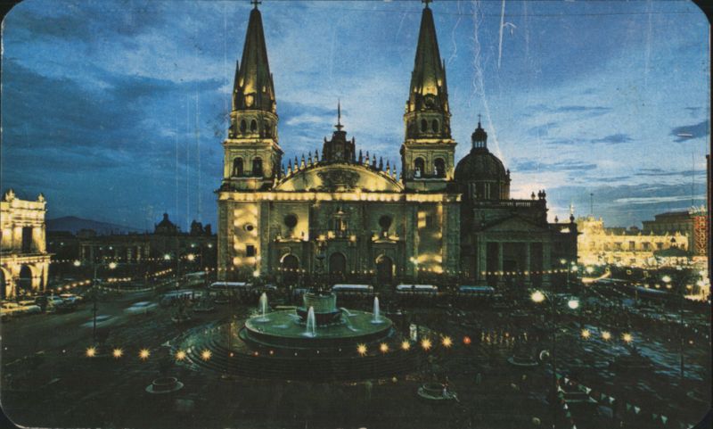 Guadalajara Cathedral Night View, Mexico