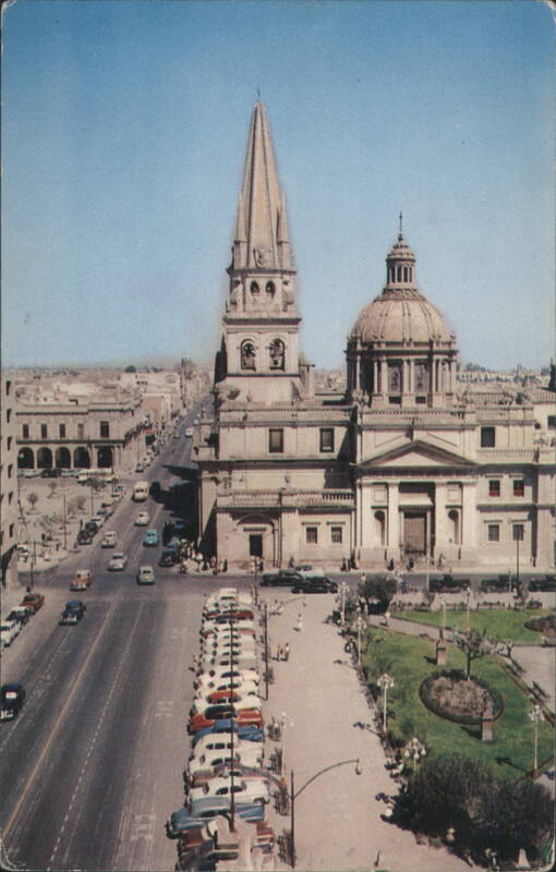 Metropolitan Cathedral from Plaza de Armas, Guadalajara Mexico