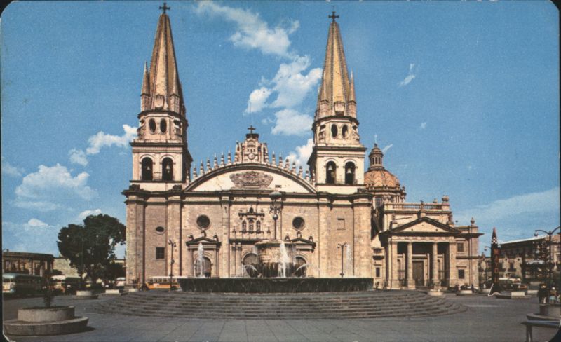 Guadalajara Cathedral with Fountain, Front View Mexico