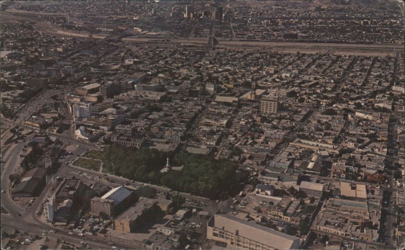 Aerial View of Ciudad Juárez with Benito Juárez Monument CH Mexico