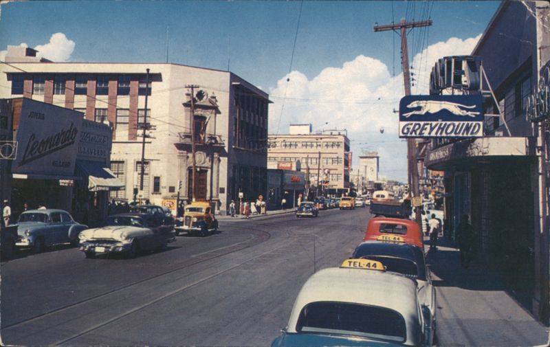 Street Scene with Greyhound Sign, Ciudad Juarez, Mexico