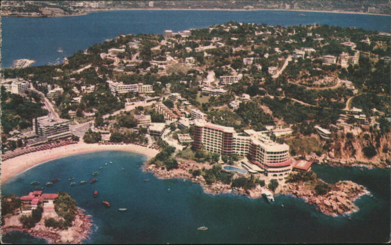 Aerial View of Caleta Beach and Hotel, Acapulco GRO Mexico