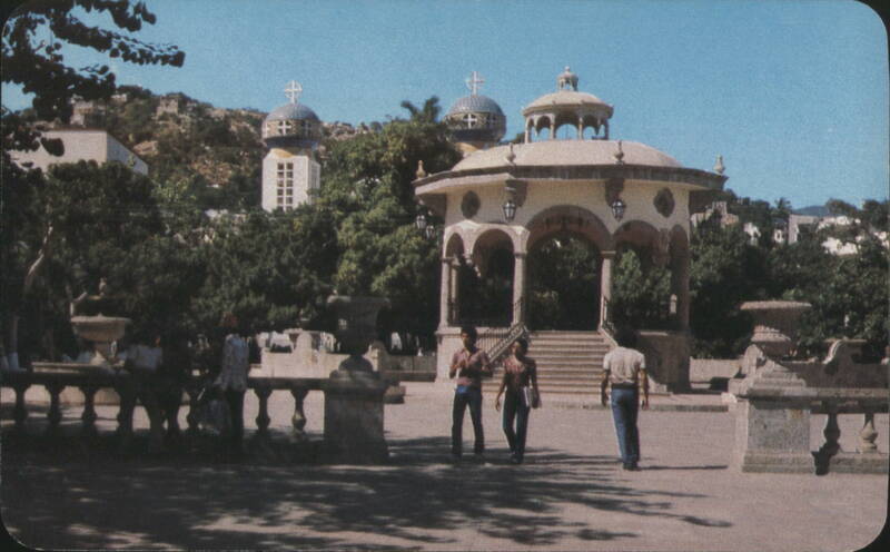 Kiosk and Cathedral Towers at the Zocalo, Acapulco Mexico