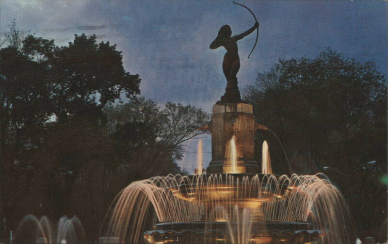 Diana the Huntress Fountain, Night View, Mexico City