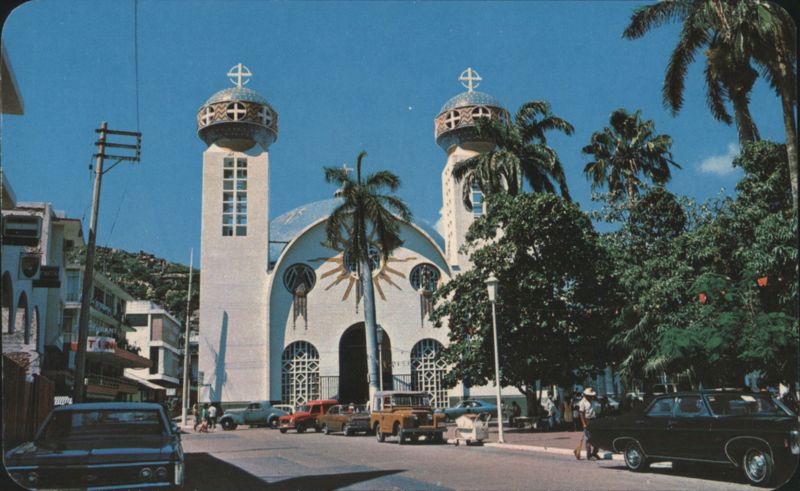 Acapulco Cathedral with Distinctive Domes Mexico Salvador Fematt