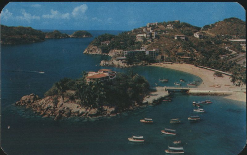 Panoramic View of Caleta and Caletilla Beaches, Acapulco Mexico