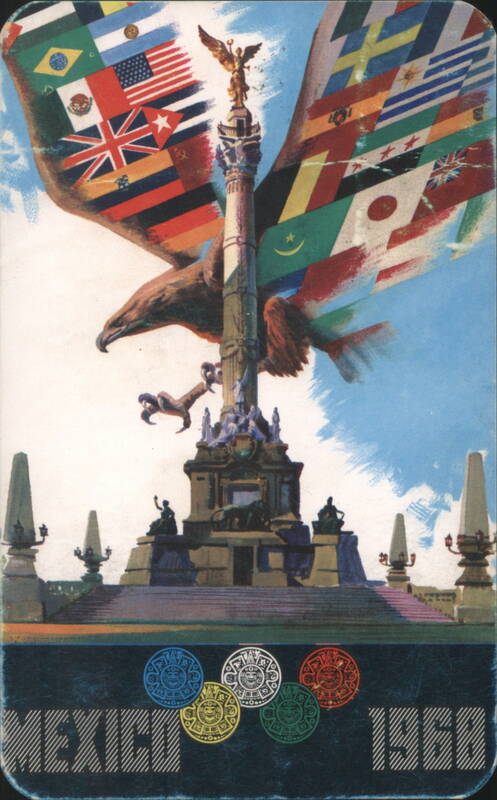 Mexico City 1968 Olympics Angel of Independence Flags