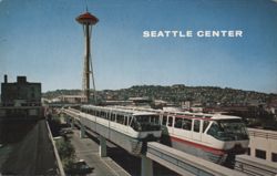 Seattle Center Monorail & Space Needle Postcard
