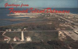 Fenwick Island, Delaware Aerial View with Fenwick Light Postcard