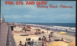 Sun, Sea and Surf at Bethany Beach, Delaware Postcard