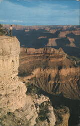 Man on Cliff at Yavapai Point, Grand Canyon, AZ Postcard