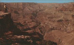 Grand Canyon National Park Hermit's Rest Man on Cliff Postcard
