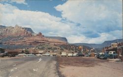 Sedona, Arizona Street Scene with Red Rock Mountains Postcard