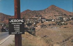 Jerome, Arizona: Population Sign & Ghost City View Postcard