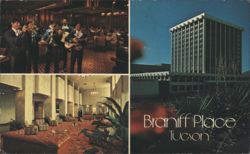 Braniff Place Hotel Interiors & Exterior, Tucson AZ Postcard