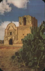 Tumacacori Mission, Arizona with Prickly Pear Cactus Postcard