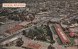 Tucson, Arizona Aerial View with Southern Pacific Hospital Postcard