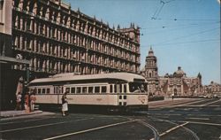 PCC Car in Mexico City with City Hall & Cathedral Postcard