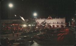 Night View of Zaragoza Plaza and City Hall, Monterrey Postcard