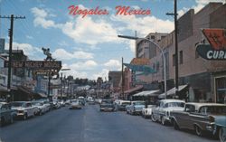 Avenida Obregon, Nogales, Mexico - Curio Row Postcard