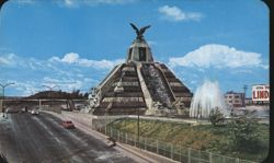 Monumento a la Raza, Precolumbian Mexicans, Mexico City Postcard