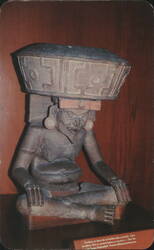 Huehueteotl Clay Sculpture, God of Fire, Mexico City Museum Postcard
