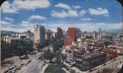 Panoramic View of Paseo de la Reforma, Mexico City Postcard