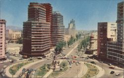 Paseo de la Reforma, Glorieta Colón, Mexico City Postcard