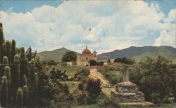 Mitla Church, Oaxaca, Mexico with Cacti Postcard