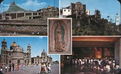 Shrine of Guadalupe, New & Old Basilicas, Mexico City Postcard