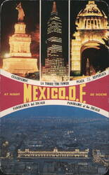Mexico City D.F. Night Views: Torre Latinoamericana, Zocalo Postcard