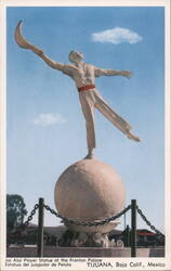 Jai Alai Player Statue, Fronton Palace, Tijuana, Mexico Postcard