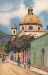 Mexican Street Scene with Domed Building Postcard
