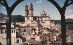 Church of Santa Prisca, Taxco, Mexico through Arched Windows Postcard