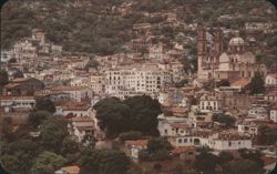 Panoramic View of Taxco with Santa Prisca Church Postcard