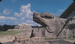 Chichen Itza Mexico Plumed Serpent Warrior Temple Chrome PC Postcard
