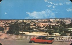 Durango City Panorama, Western Filming Location w/ Red Car Postcard