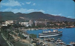 Acapulco Harbor with Boats, Hotels, and Mountains Postcard