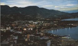 Acapulco Night View with Bay and Mountains Postcard