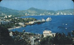 Panoramic View of Acapulco Bay with Ships and City Postcard