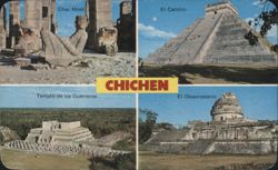 Chichen Itza Landmarks: Chac-Mool, El Castillo, Temples Postcard