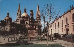 Hidalgo Statue, Liberation Plaza, Guadalajara Cathedral Postcard