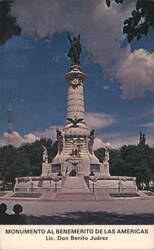 Benito Juarez Monument Ciudad Juarez Mexico Chrome Postcard Postcard