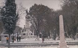 Ciudad Juarez Mexico Benito Juarez Monument in Snow Chrome Postcard
