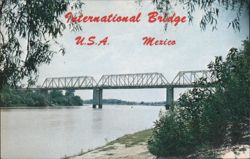 International Bridge - Del Rio, Texas - Ciudad Acuna, Mexico Postcard