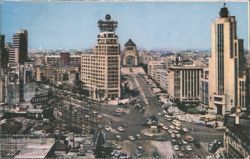 Mexico City Panorama from Carlos IV Plaza, El Caballito Postcard