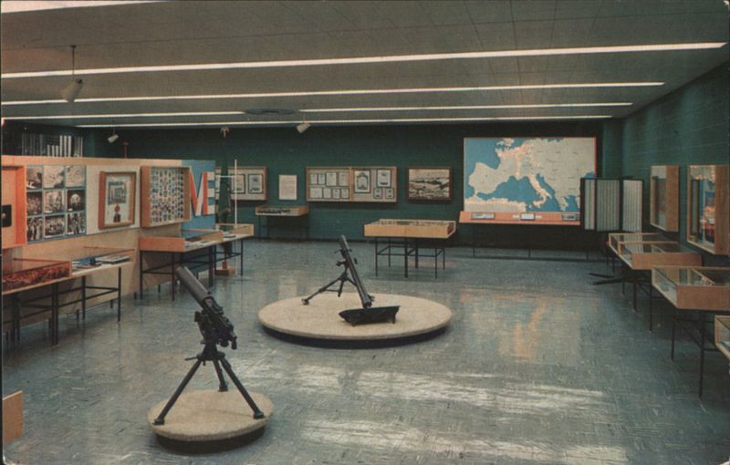 Eisenhower Museum Exhibit Hall, WWII Map & Mortars Abilene Kansas