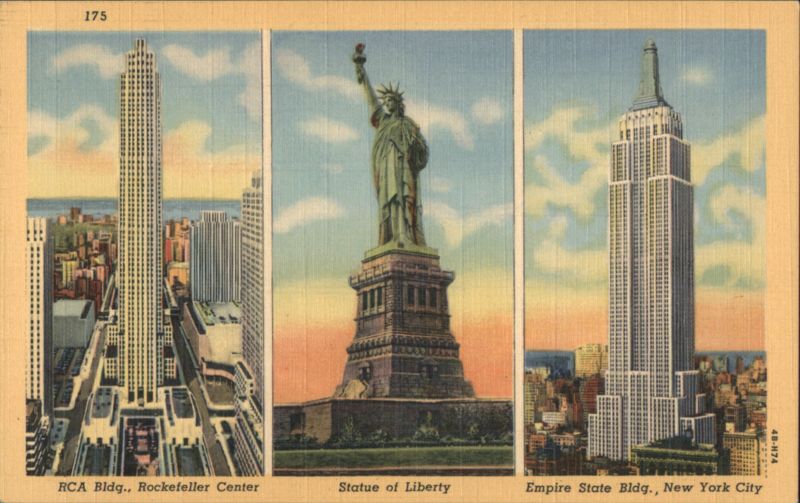 New York City Landmarks: RCA, Statue of Liberty, Empire State