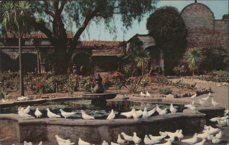 Mission San Juan Capistrano Garden Fountain Pigeons California