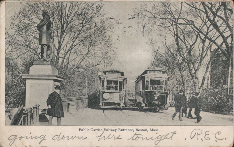 Public Garden Subway Entrance, Streetcars, Boston Massachusetts
